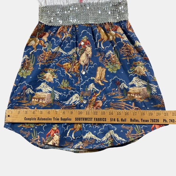SMU Mustangs Womens Dress M Chic Western Cowboy Print Sequins Waist NEW MSRP $79 - Picture 6 of 6